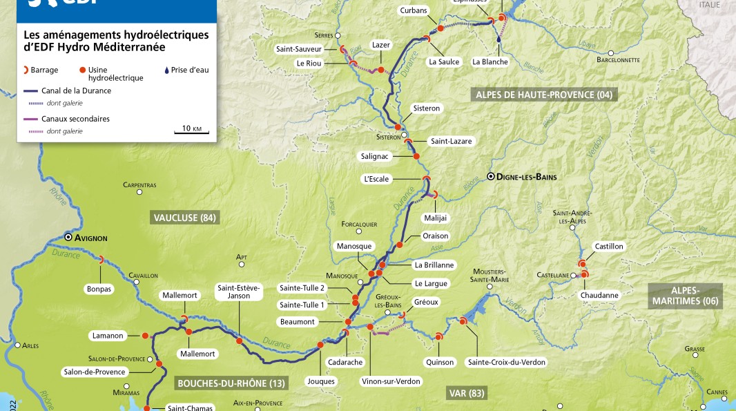 Carte des aménagements Durance Verdon