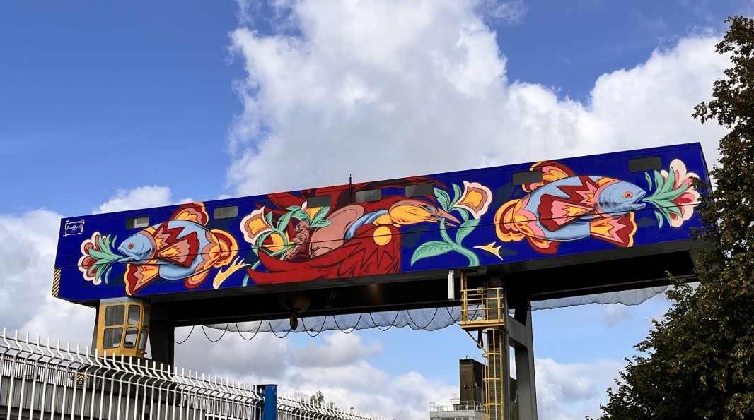 fresque de NASCA sur pont roulant à Gambsheim