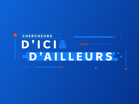 Titre Chercheurs d'ici & d'ailleurs sur fond bleu