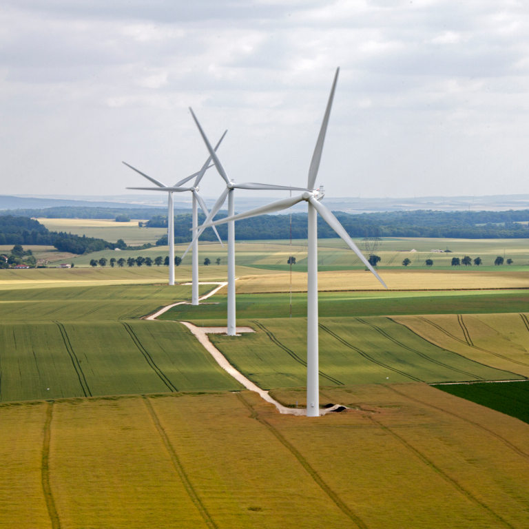 Vue aérienne du parc éolien des Portes de Champagne